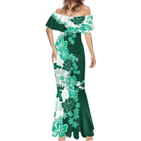 Green Hibiscus Plumeria Floral Mermaid Dress - Polynesian Pride
