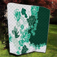 Green Hibiscus Plumeria Floral Quilt - Polynesian Pride