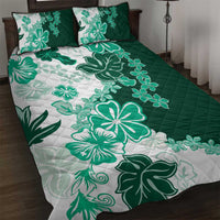 Green Hibiscus Plumeria Floral Quilt Bed Set - Polynesian Pride