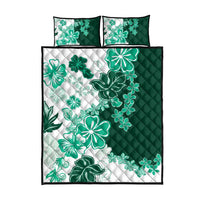 Green Hibiscus Plumeria Floral Quilt Bed Set - Polynesian Pride