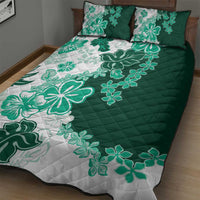 Green Hibiscus Plumeria Floral Quilt Bed Set - Polynesian Pride