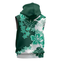 Green Hibiscus Plumeria Floral Sleeveless Hoodie - Polynesian Pride