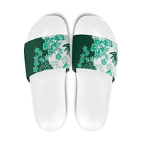 Green Hibiscus Plumeria Floral Slide Sandals - Polynesian Pride