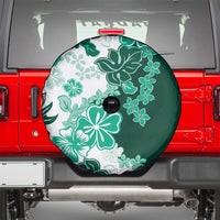Green Hibiscus Plumeria Floral Spare Tire Cover LT01 - Polynesian Pride