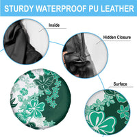 Green Hibiscus Plumeria Floral Spare Tire Cover LT01 - Polynesian Pride