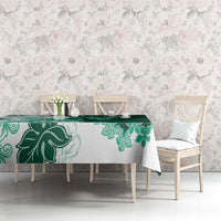 Green Hibiscus Plumeria Floral Tablecloth - Polynesian Pride