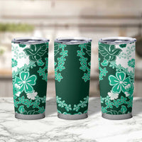 Green Hibiscus Plumeria Floral Tumbler Cup - Polynesian Pride