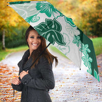 Green Hibiscus Plumeria Floral Umbrella - Polynesian Pride