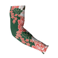 Green Orange Hibiscus Plumeria Floral Arm Sleeves - Polynesian Pride