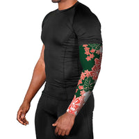 Green Orange Hibiscus Plumeria Floral Arm Sleeves - Polynesian Pride