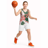 Green Orange Hibiscus Plumeria Floral Basketball Jersey LT01 - Polynesian Pride