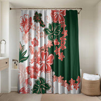 Green Orange Hibiscus Plumeria Floral Bathroom Set - Polynesian Pride