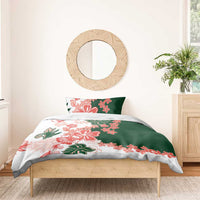 Green Orange Hibiscus Plumeria Floral Bedding Set - Polynesian Pride