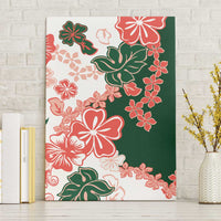 Green Orange Hibiscus Plumeria Floral Canvas Wall Art - Polynesian Pride