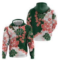 Green Orange Hibiscus Plumeria Floral Hoodie - Polynesian Pride