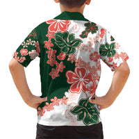 Green Orange Hibiscus Plumeria Floral Kid Hawaiian Shirt LT01 - Polynesian Pride