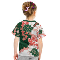 Green Orange Hibiscus Plumeria Floral Kid T Shirt - Polynesian Pride