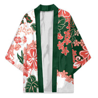 Green Orange Hibiscus Plumeria Floral Kimono - Polynesian Pride