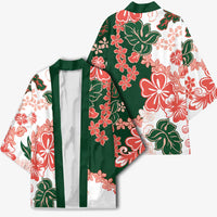 Green Orange Hibiscus Plumeria Floral Kimono - Polynesian Pride