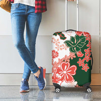 Green Orange Hibiscus Plumeria Floral Luggage Cover - Polynesian Pride