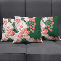 Green Orange Hibiscus Plumeria Floral Pillow Cover - Polynesian Pride