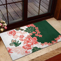 Green Orange Hibiscus Plumeria Floral Rubber Doormat LT01 - Polynesian Pride