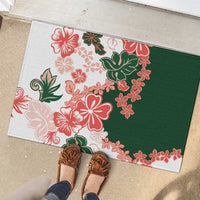 Green Orange Hibiscus Plumeria Floral Rubber Doormat LT01 - Polynesian Pride