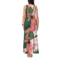 Green Orange Hibiscus Plumeria Floral Tank Maxi Dress - Polynesian Pride