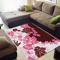 Pink Hibiscus Plumeria Floral Area Rug - Polynesian Pride