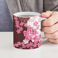 Pink Hibiscus Plumeria Floral Ceramic Mug - Polynesian Pride