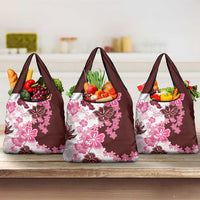 Pink Hibiscus Plumeria Floral Grocery Bag - Polynesian Pride