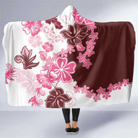 Pink Hibiscus Plumeria Floral Hooded Blanket - Polynesian Pride
