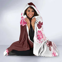 Pink Hibiscus Plumeria Floral Hooded Blanket - Polynesian Pride