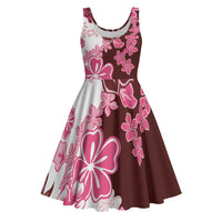 Pink Hibiscus Plumeria Floral Midi Dress - Polynesian Pride