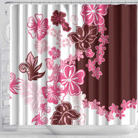 Pink Hibiscus Plumeria Floral Shower Curtain - Polynesian Pride