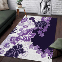 Purple Hibiscus Plumeria Floral Area Rug - Polynesian Pride