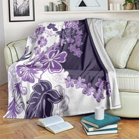 Purple Hibiscus Plumeria Floral Blanket - Polynesian Pride