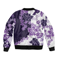 Purple Hibiscus Plumeria Floral Bomber Jacket - Polynesian Pride