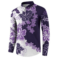 Purple Hibiscus Plumeria Floral Button Sweatshirt - Polynesian Pride