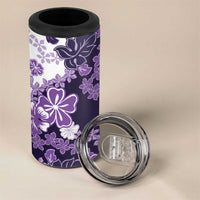 Purple Hibiscus Plumeria Floral 4 in 1 Can Cooler Tumbler - Polynesian Pride