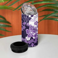 Purple Hibiscus Plumeria Floral 4 in 1 Can Cooler Tumbler - Polynesian Pride