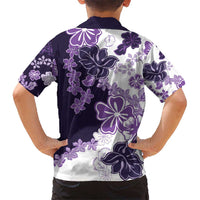 Purple Hibiscus Plumeria Floral Kid Hawaiian Shirt LT01 - Polynesian Pride