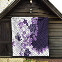 Purple Hibiscus Plumeria Floral Quilt - Polynesian Pride