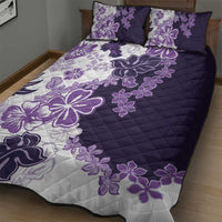 Purple Hibiscus Plumeria Floral Quilt Bed Set - Polynesian Pride
