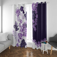 Purple Hibiscus Plumeria Floral Window Curtain - Polynesian Pride