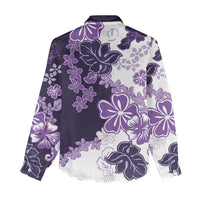 Purple Hibiscus Plumeria Floral Women Casual Shirt - Polynesian Pride