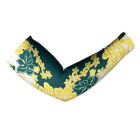 Yelow Teal Hibiscus Plumeria Floral Arm Sleeves - Polynesian Pride