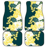 Yelow Teal Hibiscus Plumeria Floral Car Mats - Polynesian Pride