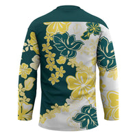 Yelow Teal Hibiscus Plumeria Floral Hockey Jersey - Polynesian Pride