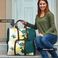 Yelow Teal Hibiscus Plumeria Floral Travel Bag - Polynesian Pride